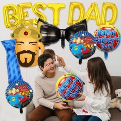 14 Pcs Fathers Day Balloons 39 Inch Best Dad Bowtie Necktie Happy Father’s Day