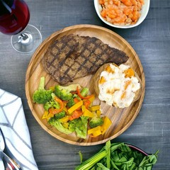 Wrightmart Set Of 4 12 Inch Round Acacia Wood Dinner Plates Solid Hardwood
