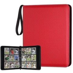GERMUN 3 Ring 9 Pocket Zipper Card Binder, 720 Double Sided Standard PU Tradi…