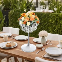 Elegant Wedding Flower Stand with Crystal Pendants for Events and Decorations