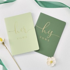 Spacobo Wedding Vow Books His and Hers Vows Booklets, Lined Paper, Set of 2