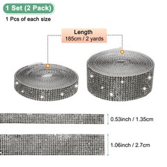 2-Roll Crystal Rhinestone Ribbon,0.5/1.1 Inch x 2 Yards for DIY [AB Colorful]