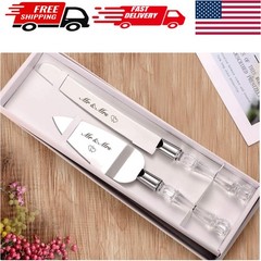 Elegantly Engraved Mr & Mrs Wedding Cake Knife Set – Timeless Silver Classic