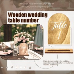 20 Pcs Wedding Wooden Table Numbers with Wooden Base Rustic Wedding Centerpieces