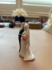 Antique Porcelain Wedding Cake Top Bride and Groom Occupied Japan