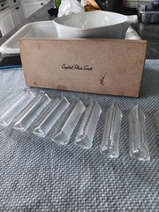Vintage Crystal Place Card Holders Set of 8 in Original Box. See photos