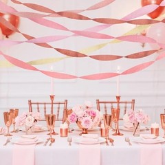 Crepe Paper Streamers Party Decorations, 6 Rolls Pink Rose Gold Party rose gold