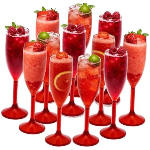 Pcs Champagne Flutes 5.4OZ Plastic Champagne Glasses Wine Glasses 12 Red