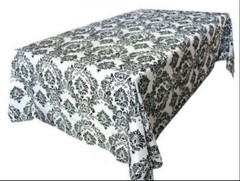 60″x126″ Black White Damask Flocking Tablecloth Wedding ALL EVENTS DECORATIONS