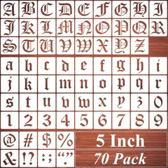 5 Inch Alphabet Letter Stencils for Painting – 70 Pack Old English Letter and…