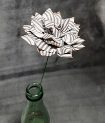 Handmade Paper Flower on stem (Gray Pattern No.2) for Wedding, St. Valentine’s