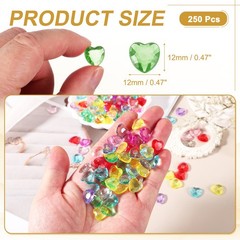 250Pcs Acrylic Heart Gems Heart Shaped Bauble Vase Fillers Ornaments Green
