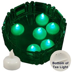 NEW 6 Green Led Floating Floral Tea Light Candle for Wedding Centerpiece Decor