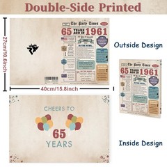 Funny 65th Birthday Card Gifts for Women Men, Retro Gifts for 65 Year Old Wom…