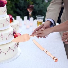 Homi Styles Wedding Cake Knife and Server Set | Rose Gold Color Premium 420 S…