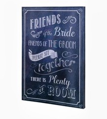 Black And White Canvas Sign For Guest Seating At The Wedding