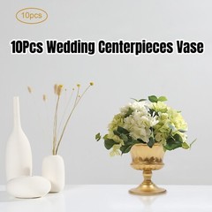 10Pcs 15cm Gold Metal Centerpieces Flower Vase Wedding Anniversary Party Decor