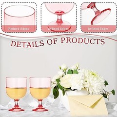 16 Pack Plastic Wine Glasses 7.5 oz Wine Glass with Stem Reusable Unbreakable