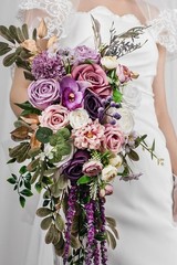 Lisuun Wedding Bouquets for Bride, 16 Inches Wedding Flower Bouquet, Silk Round