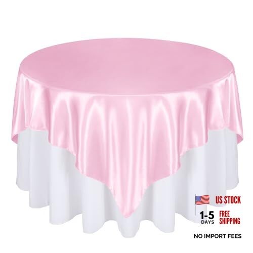 72 Inch Satin Square Tablecloth Overlay Pcs Square Tablecloth Cover, 6 Pink