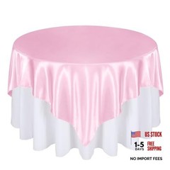 72 Inch Satin Square Tablecloth Overlay Pcs Square Tablecloth Cover, 6 Pink