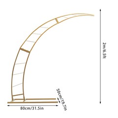 6.5ft Gold Metal Crescent Moon Wedding Arch Stand, Curved Flower Balloon Frame