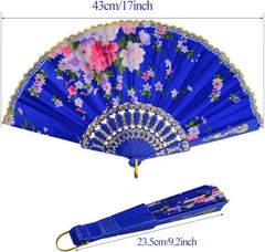 10pcs Floral Folding Hand Fan Vintage Retro Silk Handheld Fans Multicoloured