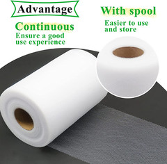 White Tulle Fabric Rolls 6 Inch by 100 Yards (300 Feet) Fabric Spool Tulle Ribbo