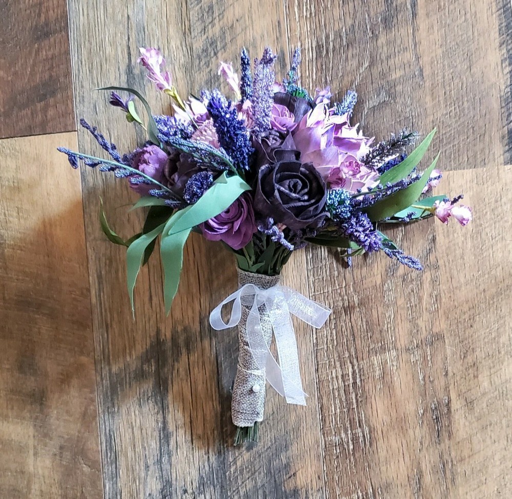 Purple Wildflower Lavender Bridal Bouquet Lasting Sola Wood Wedding Flowers