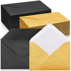 Yahenda 200 Count Mini Gift Card Envelopes Bulk 4 x 2.7 inches, Gold,Black