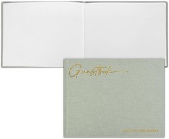 Elegant Sage Wedding Guest Book, 50 Pages, Linen Cover, 9×7 inches