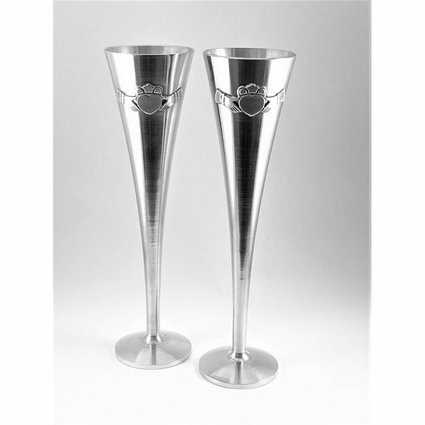 Mullingar Pewter Claddagh Wedding Flutes Boxed Set of 2 Irish Pewter 10 » High.