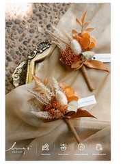 6 Ling’s Moment Mens Boutonniere Rust Boho Terracotta Artificial Flower Damg Box