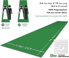 Green Carpet Runner for Party, 2.6X15ft, 130GSM Felt Non-Woven with Double-Si…