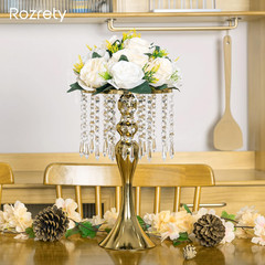 Elegant Gold Vases Set of 4 – 13.5″ Tall Crystal Flower Stands for Events
