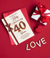 Beixian Happy 40th Anniversary Card for Women Men, 40 Year Wedding Anniversar…