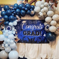 Blue Silver Balloons Set, 12 Inch and 12 Inch,