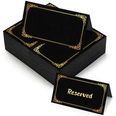 150Pcs Black Place Cards for Table Setting Small Name Cards with Gold Foil Bo…