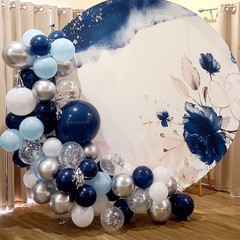 Blue Silver Balloons Set, 12 Inch and 12 Inch,