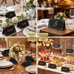 150Pcs Black Place Cards for Table Setting Small Name Cards with Gold Foil Bo…