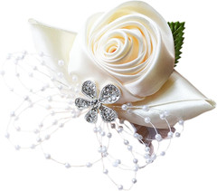 Wedding Wrist Corsage Bridesmaid Bride Prom Artificial Flower Hand Ribbon Decor