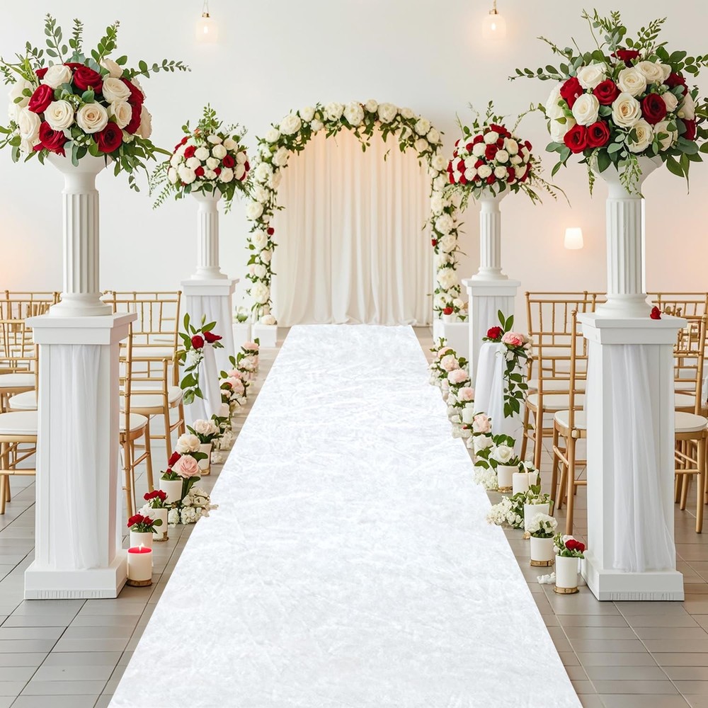 Aisle Runner for Wedding Ceremony 2×15 FT White Velvet Runner Wedding Aisle D…