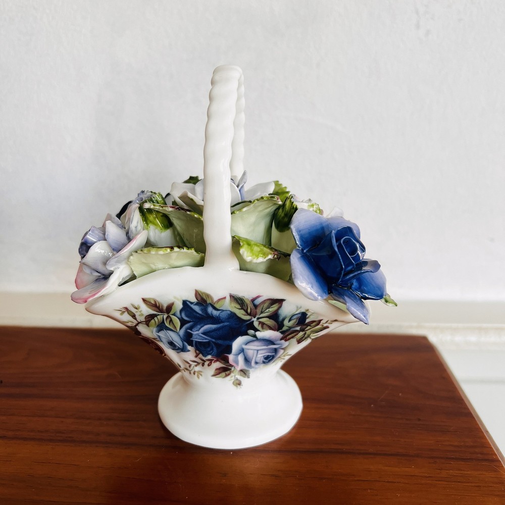 Royal Albert Moonlight Rose Porcelain Flower Basket – England Bone China