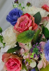 Bright Victorian Garden Boho Faux Silk Wedding Bouquet
