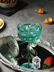 24Pcs Plastic Ribbed Martini Glasses – 10oz – Disposable – Champagne Green