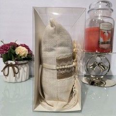 Charming Ivory Ring Pillow 7″ Elegant Lace & Burlap Design/ Pearl Wedding Decor