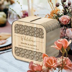 Personalised Wooden Wedding Card Wishing Box – Square
