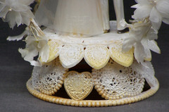 1950’s Wilton Wedding Cake Topper Floral Arch & Bell Blonde Bride 1801-1145