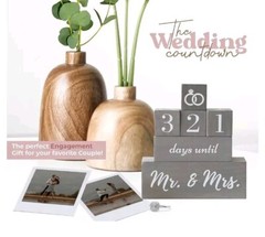 Wedding Countdown Calendar Block Engagement Gifts for Couples and His and Hers,