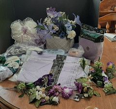 Lavender purple wedding flowers for decorations Bells Tablecovers Streamers Misc